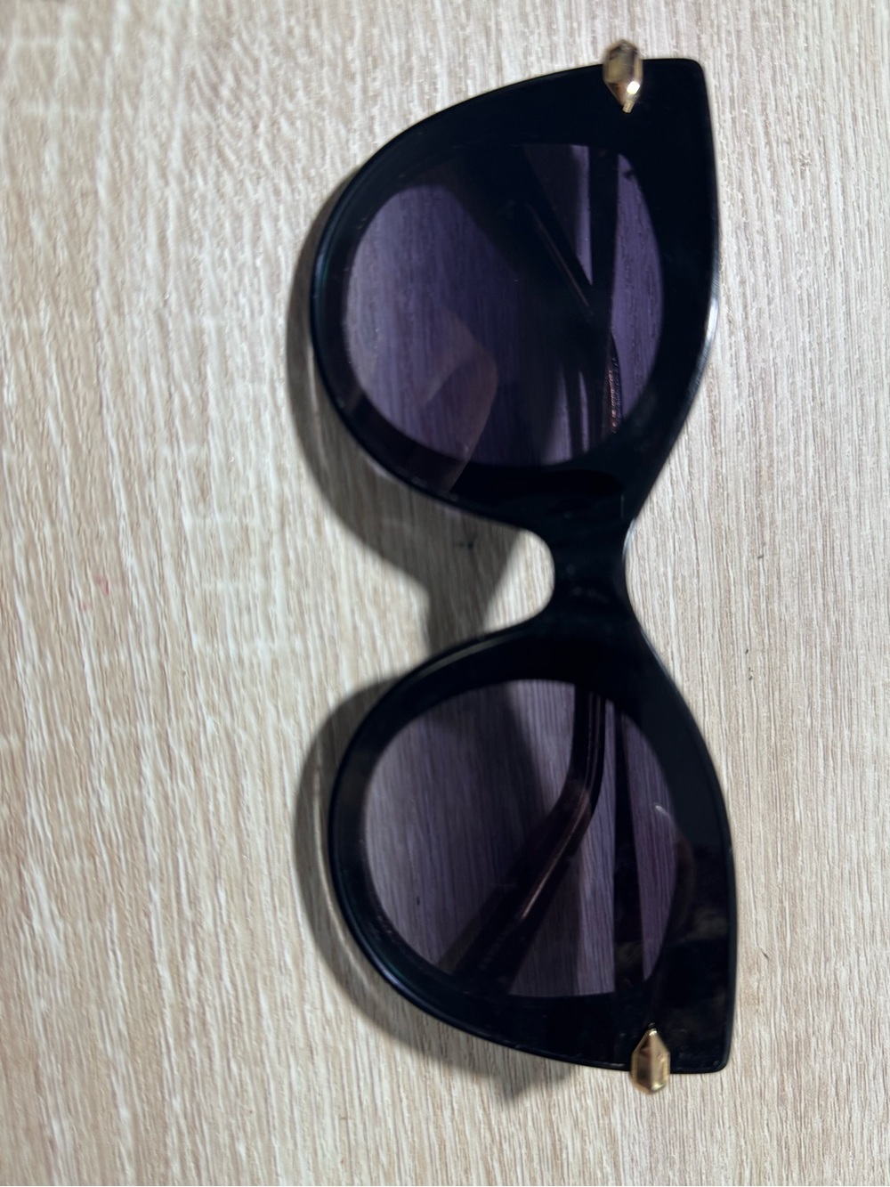 KREWE Black Cat Eye Sunglasses with Gold Accents